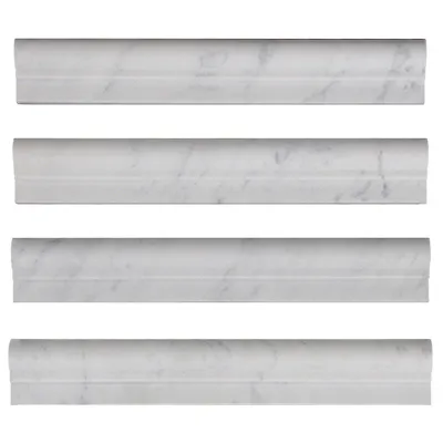 Carrara White Italian Marble Chair Rail Ogee 1 Molding Polished