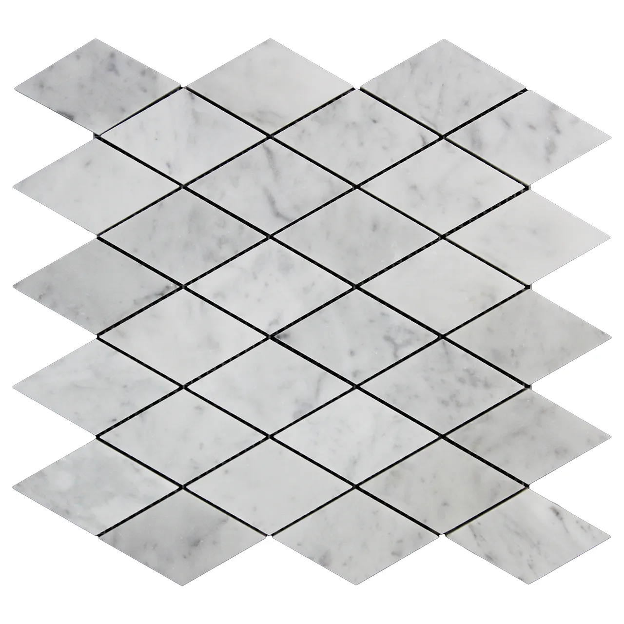 Carrara White Italian Marble Large Diamond Mosaic Tile Polished