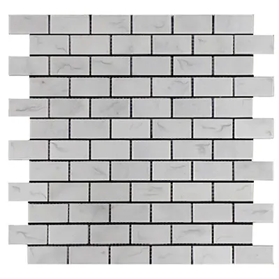 Carrara White Italian Marble 1" x 2" Mosaic Tile Polished