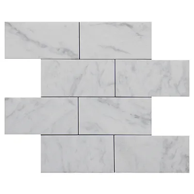 Carrara White Italian Marble 3x6 Subway Tile Honed