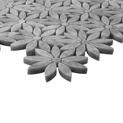 Bardiglio Gray Marble With Bardiglio Gray Accent Daisy Flower Waterjet Mosaic Tile Honed