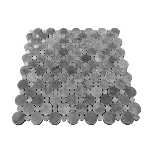 Bardiglio Gray Marble Penny Circles Mosaic Tile with Bardiglio Gray Circles Honed