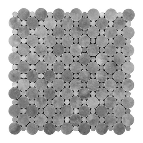 Bardiglio Gray Marble Penny Circles Mosaic Tile with Bardiglio Gray Circles Honed