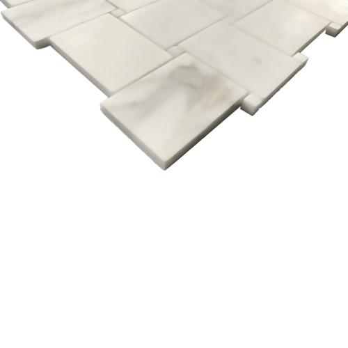 Calacatta Gold Italian Marble Large Basketweave Mosaic Tile with Calacatta Oro Dots Polished