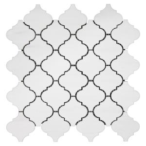 Bianco Dolomite Marble Arabesque Baroque Lantern Mosaic Tile Polished