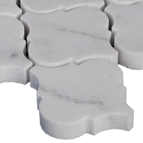 Carrara White Italian Marble Arabesque Baroque Mini Lantern Mosaic Tile Honed