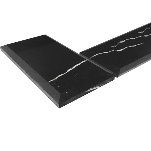 3x6 Nero Marquina Black Wide Beveled Marble Tile Honed