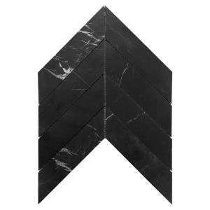 Nero Marquina Black Marble 2" x 8" Chevron Mosaic Tile Honed