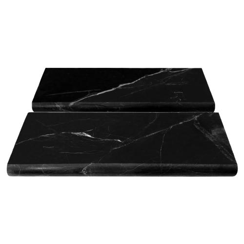 4x12 Nero Marquina Black Marble Bullnose Trim Tile Honed