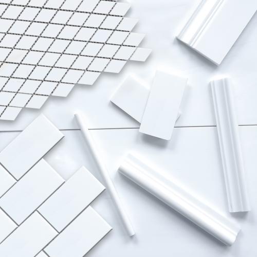 Bianco Dolomite Marble 2x4 Wide Bevel Mosaic Tile Polished