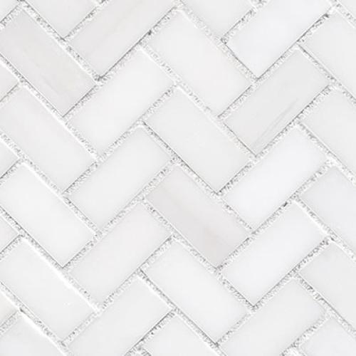 Bianco Dolomite Marble 1x2 Herringbone Mosaic Tile Polished