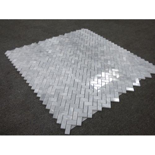 Bardiglio Gray Marble Herringbone Mosaic Tile Polished