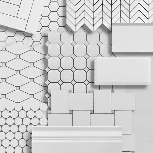 Bianco Dolomite Marble Octagon with Black Dots Mosaic Tile Polished