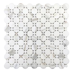 Calacatta Gold Italian Marble Penny Circles Mosaic Tile with Calacatta Circles Polished