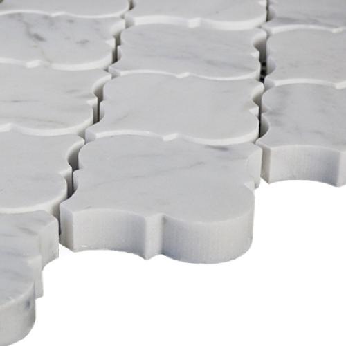 Carrara White Italian Marble Arabesque Baroque Mini Lantern Mosaic Tile Polished