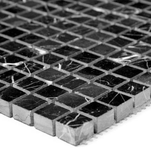 Nero Marquina Black Marble 5/8x5/8 Mosaic Tile Honed