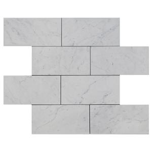 Carrara White Italian Marble 9" x 18" Tile Honed