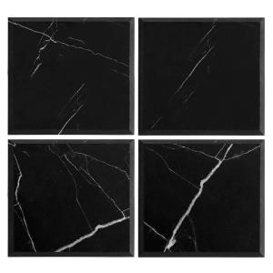 4x4 Nero Marquina Black Wide Beveled Marble Tile Honed