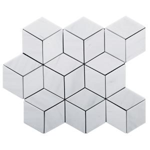Bianco Dolomite Marble Rhombus 3D Cube Diamond Mosaic Tile Honed