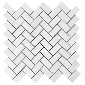 Bianco Dolomite Marble 1x2 Herringbone Mosaic Tile Honed