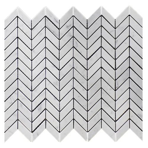 Carrara White Italian Marble Mini Chevron Mosaic Tile Polished