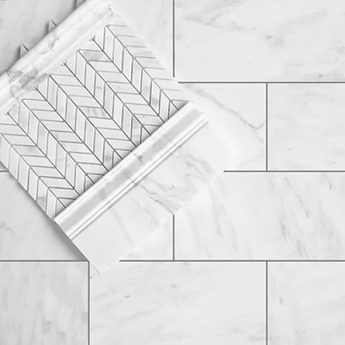 Calacatta Gold Marble Mini Chevron Mosaic Tile Honed