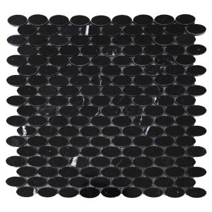 Nero Marquina Black Marble Ellipse Oval Mosaic Tile Polished