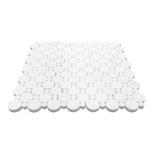 Bianco Dolomite Marble Penny Circles Mosaic Tile with Bianco Dolomite Circles Honed