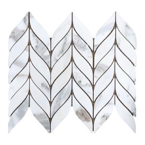 Calacatta Gold Italian Marble Leaf Shape Mosaic Tile Honed