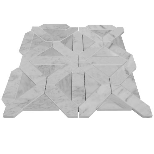 Carrara White Italian Marble Geometrica Mosaic Tile Honed