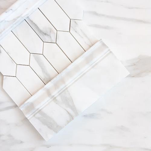 Calacatta Gold Italian Marble Picket Mosaic Tile Polished