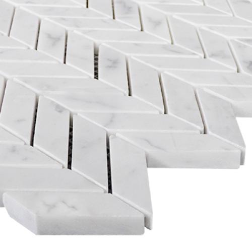 Carrara White Italian Marble Mini Chevron Mosaic Tile Polished
