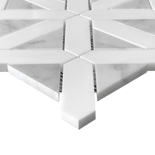 Bianco Dolomite Marble with Carrara White Triangles Geometrica Mosaic Tile Polished