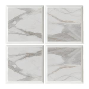4x4 Calacatta Gold Italian Marble Subway Tile Wide Beveled Polished