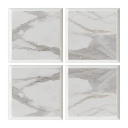 4x4 Calacatta Gold Italian Marble Subway Tile Wide Beveled Polished