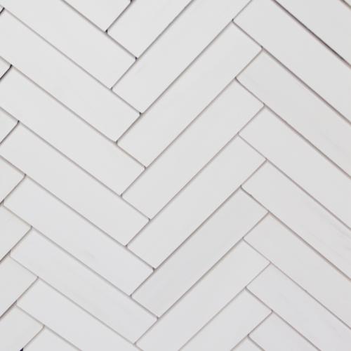 Bianco Dolomite Marble 1x4 Herringbone Mosaic Tile Polished