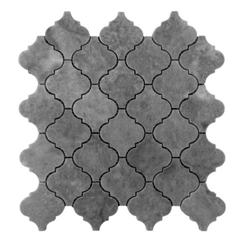 Bardiglio Gray Marble Arabesque Baroque Lantern Mosaic Tile Honed