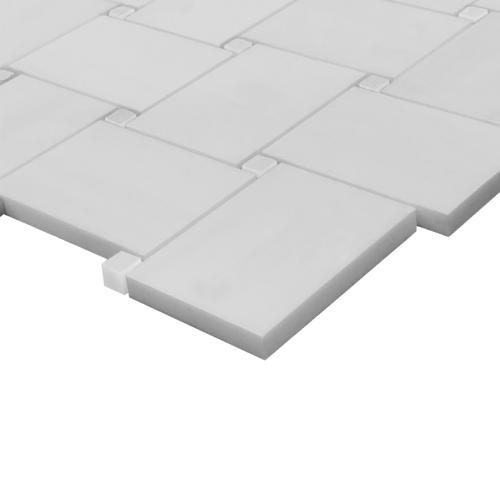 Bianco Dolomite Marble Large Basketweave Mosaic Tile with Dolomite Dots Honed