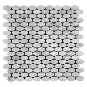 Carrara White Italian Marble Oval Ellipse Mosaic Tile Honed