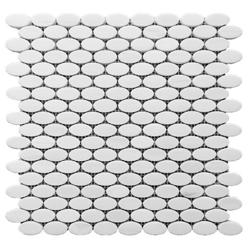 Bianco Dolomite Oval Ellipse Mosaic Tile Honed