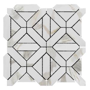 Calacatta Gold Italian Marble Geometrica Mosaic Tile Honed