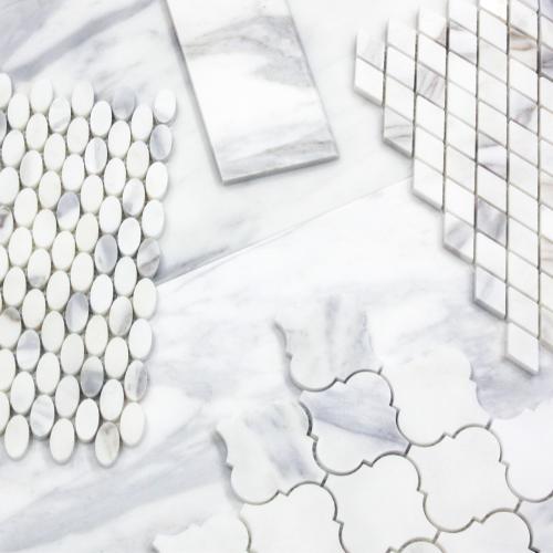 Calacatta Gold Italian Marble Ellipse Oval Mosaic Tile Polished