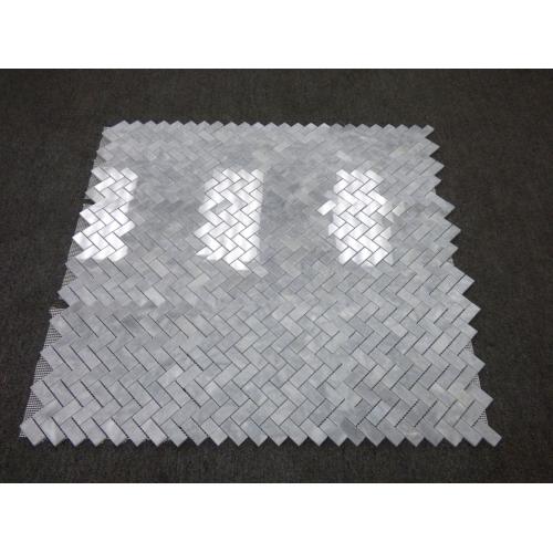 Bardiglio Gray Marble Herringbone Mosaic Tile Polished