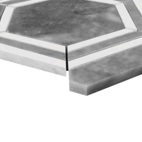 Bardiglio Gray Marble Hexagon with Bianco Dolomite Strips Mosaic Tile Honed
