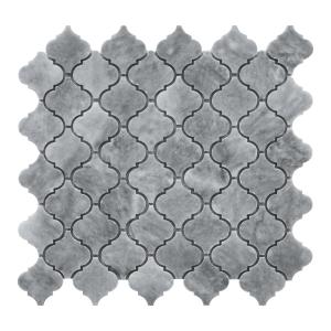 Bardiglio Gray Marble Mini Arabesque Baroque Lantern Mosaic Tile Polished