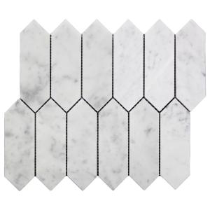 Carrara White Italian Marble Picket  Mosaic Tile Honed