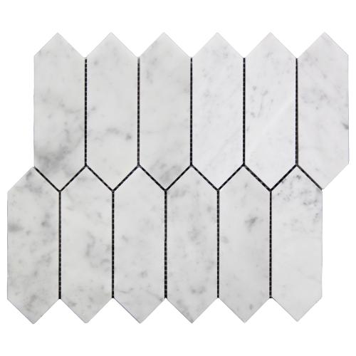 Carrara White Italian Marble Picket  Mosaic Tile Honed
