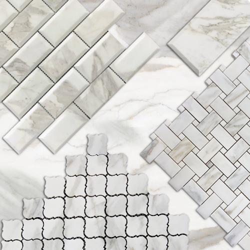 Calacatta Gold Italian Marble 2x4 Wide Bevel Subway Mosaic Tile Polished