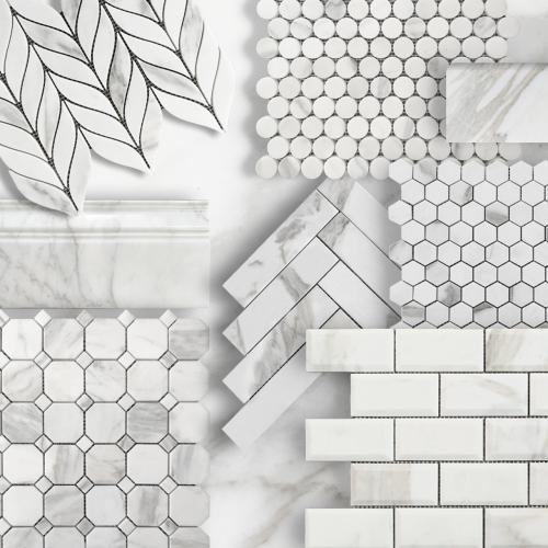 Calacatta Gold Marble Octagon Mosaic Tile Honed
