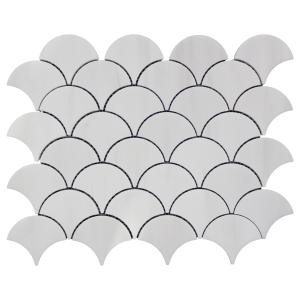 Bianco Dolomite Marble Fish Scale Fan Shaped Sea Shell Mosaic Tile Honed